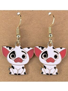 Disney Moana Pig Dangle Earrings 18k Gold Plated Hook